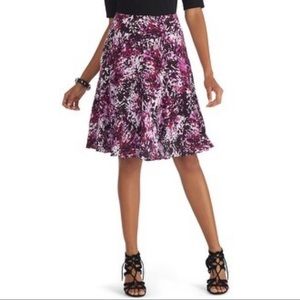 WHBM Purple Floral Print Crepe Skirt with Pockets